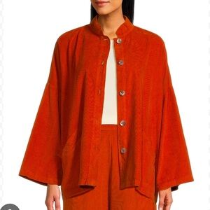 Bryn Walker Danuta Corduroy Mandarin Collar Wide Sleeve Button Oversized Jacket